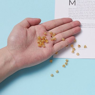 アイアン製ビーズキャップ  ゴールドカラー  6x4.5mm  穴：1mm  内径：5mm&nbsp;IFIN-D042-6x4.5-G-1