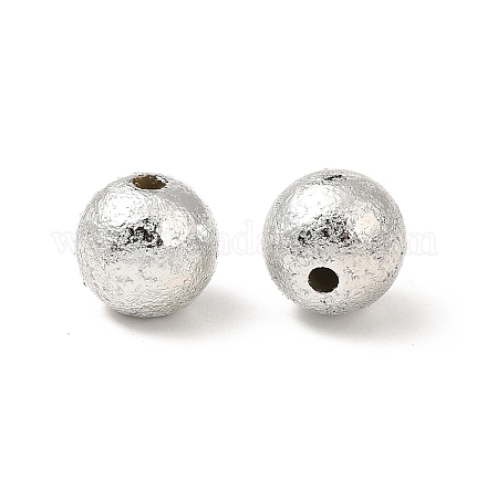 UVメッキ CCB プラスチックビーズ  テクスチャー  ラウンド  銀  8x7.5mm  穴：1.5mm&nbsp;FIND-Z066-02A-1