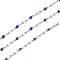 Brass Dapped Chains, with Enamel, with Spool, Soldered Lead Free & Cadmium Free, Platinum, Royal Blue, 4x2x1mm