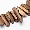 Electroplated Natural Quartz Crystal Bead Strands, Nuggets, Dyed, Dark Goldenrod, 16~36x5~8x5~8mm, Hole: 1mm, about 10~12pcs/strand, 4 inch