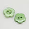Resin Buttons, Dyed, Flower, Dark Sea Green, 15x3mm, Hole: 1mm