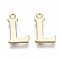 Brass Charms, Nickel Free, Letter, Real 18K Gold Plated, Letter.L, L: 13x9x1mm, Hole: 1.2mm