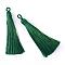 Polyester Tassel Big Pendants Decoration, Dark Green, 80~90x8.5~9mm, Hole: 4x6mm