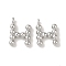 Brass Pendants, Cadmium Free & Nickel Free & Lead Free, Letter Charms, Platinum, 13x8.5x2mm, Hole: 1mm