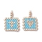 2Pcs Handmade MIYUKI Round Rocailles Seed Loom Pattern, Rectangle Pendants, Deep Sky Blue, 17.5x13.5x1.5mm, Hole: 1.2mm