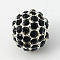Alloy Rhinestone Beads, Grade A, Round, Silver Color Plated, Jet, 10mm, Hole: 2mm