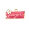 Alloy Enamel Pendants, Golden, Rectangle with Word Cowgirl, Hot Pink, 11.5x22.5x2mm, Hole: 2mm