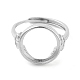 Flat Round Adjustable 925 Sterling Silver Ring Components&nbsp;STER-G042-07P-2