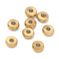 304 Stainless Steel Spacer Beads, Ion Plating(IP), Flat Round, Real 18K Gold Plated, 4x1.5mm, Hole: 1.2mm