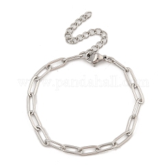 304 Stainless Steel Paperclip Chain Bracelets for Women, Stainless Steel Color, 6-1/8 inch(15.5cm).