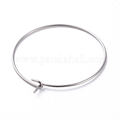 316 Surgical Stainless Steel Hoop Earring Findings, Wine Glass Charms Findings, Stainless Steel Color, 30x0.7mm, 21 Gauge