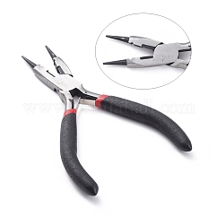 Carbon Steel Jewelry Pliers for Jewelry Making Supplies, Round Nose Pliers, Wire Cutter, Polishing, Black, Gunmetal, 128x78x10mm