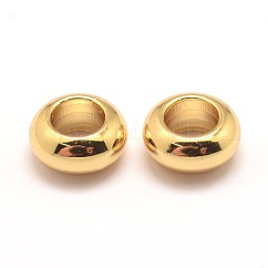 真鍮ビーズ  大穴ビーズ  カドミウムフリー＆ニッケルフリー＆鉛フリー  ロンデル  18KGP本金メッキ  7x3.5mm  穴：4mm
