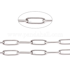 Tarnish Resistant 304 Stainless Steel Paperclip Chains, Drawn Elongated Cable Chains, Soldered, with Spool, Stainless Steel Color, Links: 12x4x1mm, about 32.8 Feet(10m)/roll