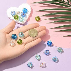 18個 6色 ハンドメイド シルバーホイル ガラス ランプワーク ペンダント  花  304ステンレススチール製金具付き  ミックスカラー  18mm  穴：2mm  3個/カラー&nbsp;PALLOY-YW00131