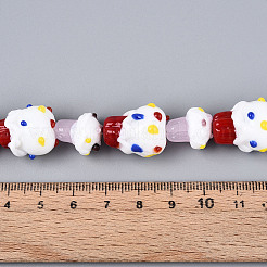 手作りランプワークビーズ連売り  アイスクリーム  カラフル  14~21x13~17mm  穴：1~1.6mm  約11個/連  7.48インチ（19cm）&nbsp;LAMP-N028-12