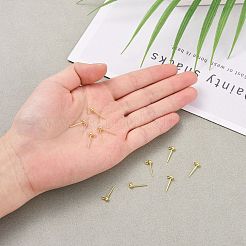 925スターリングシルバースタンドピアスパーツ  スタンプ925個付きイヤリングポスト  ゴールドカラー  14mm  ヘッド：6x3mm  穴：1mm  ピン：0.7mm&nbsp;X-STER-K167-042B-G