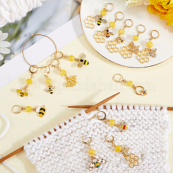 14Pcs Bees Alloy Enamel & Rhinestone Pendant Locking Stitch Markers&nbsp;HJEW-SC00087