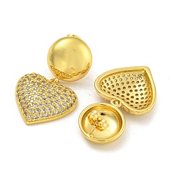 Rack Plating Brass Micro Pave Clear Cubic Zirconia Stud Earrings&nbsp;EJEW-I313-15C-G