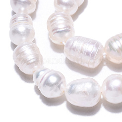 天然養殖淡水パールビーズ連売り  バロックケシパールライスビーズ  貝殻色  8~15x5.7~7mm  穴：0.7~0.8mm  約28~38個/連  12.99インチ（33cm）&nbsp;PEAR-N012-06R
