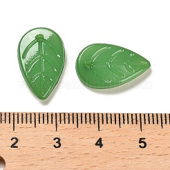 半透明のアクリルパーツ  葉  ミディアムシーグリーン  18x11.5x3.5mm  穴：1.4mm&nbsp;OACR-Z016-10B