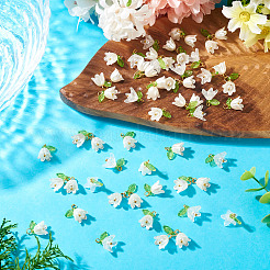 60個 3スタイル ABSプラスチック模造真珠とアクリルパーツ  花  真鍮パーツ  ホワイト  15.3mm  穴：2mm  20個/スタイル&nbsp;PALLOY-TAC0280