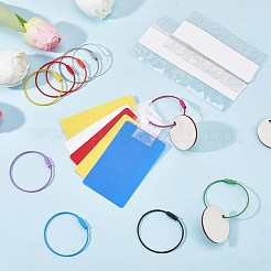 鉄ケーブルワイヤーキーホルダー 10色 10個  ネジ式クラスプ付き  ペット用背面粘着スロット穴吊り下げタブ200個と未仕上げの木製フラットラウンド型オーナメント6個付き。  ミックスカラー  158x1.5mm&nbsp;FIND-CP0003-82
