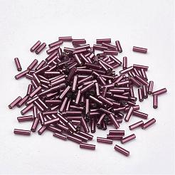 ガラス竹ビーズ  銀並ぶ  サドルブラウン  12x2mm  穴：0.5mm  約5000個/袋&nbsp;SEED-E001-12mm-57