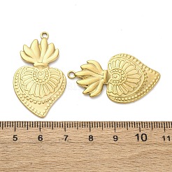 304ステンレスペンダント  イオンプレーティング（ip）  神聖な心のチャーム  18KGP本金メッキ  38.5x21.5x2mm  穴：2mm&nbsp;STAS-Z142-14G