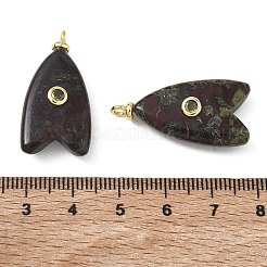Brass & Natural Dragon Blood & Cubic Zirconia Pendants&nbsp;GG-CBAD360-20G-07