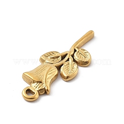 304ステンレススチールラインストーンペンダント  18KGP本金メッキ  花  25.5x19.5x2mm  穴：1.5mm&nbsp;X-STAS-D300-01G-02