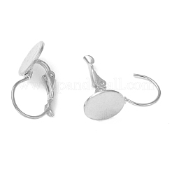 変色しにくい304ステンレススチールフレンチフックピアス金具  カボションカットのフラットラウンドセッティング付き  ステンレス鋼色  20.5x10x11mm  ピン：0.8mm  トレイ：10mm&nbsp;X-KK-H152-08A-P