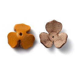 3枚の花びらの環境に優しい牛革ビーズキャップ  花  ミックスカラー  14~15x15~16x6~8mm  穴：1.5mm&nbsp;FIND-T045-42-M