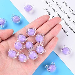 透明なアクリルビーズ  二層ビーズ  クマ  ライラック  16x18x15.5mm  穴：3mm  約220個/500g&nbsp;MACR-S373-122-B02