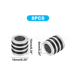Nice Big Hole 304 Stainless Steel Wrapped Black Rubber Column Beads&nbsp;STAS-UN0019-86