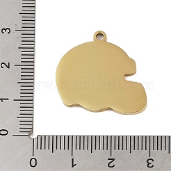 ステンレスペンダント201個  ヘルメットチャーム  ゴールドカラー  23x24.5x1.5mm  穴：1mm&nbsp;STAS-C095-12G