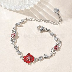 Brass Micro Pave Clear Cubic Zirconia Link Chain Bracelets for Women&nbsp;BJEW-C156-05P