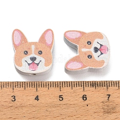 プリントウッドビーズ  犬  キャメル  19.5x18x5.5mm  穴：3mm&nbsp;WOOD-D289-01B