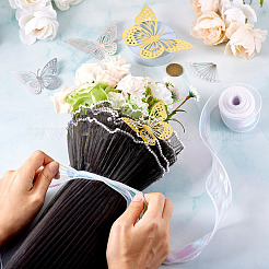 ブーケデコレーションキット  虹色のポリエステルリボンを含む  紙製ミラーステッカー付き  ダイヤモンドヘッドアイロン裁縫クラフト位置決め針  ポリエステルフラワーブーケラッピングメッシュペーパー  ミックスカラー  1-3/8インチ（35mm）  約9.84ヤード（9m）/セット&nbsp;DIY-TA0010-84