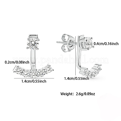 Rhodium Plated Platinum 925 Sterling Silver Micro Pave Cubic Zirconia Front Back Stud Earrings&nbsp;AY7937-1