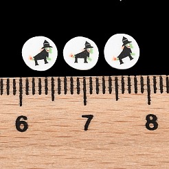 手作り樹脂クレイカボション  魔女とフラットラウンド  ホワイト  5.6~6x0.3~0.8mm  約26315個/500g&nbsp;CLAY-A007-02A