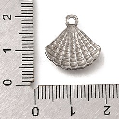 変色防止304ステンレススチールペンダント  シェルシェイプチャーム  ステンレス鋼色  16.5x16x2.5mm  穴：1.8mm&nbsp;STAS-M075-12P
