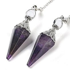 Natural Amethyst Hexagonal Pointed Dowsing Pendulums&nbsp;G-P552-05P-03