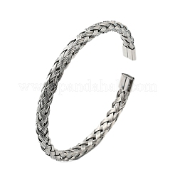 変色しない304ステンレススチールワイヤーラップカフバングル  ステンレス鋼色  内径：2-1/8インチ（5.5cm）&nbsp;BJEW-E079-02P