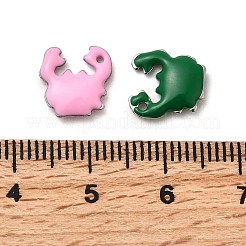 304ステンレススチールエナメルチャーム  海洋動物  ステンレス鋼色  カニ  10x10x2.5mm  穴：1mm&nbsp;STAS-Q363-14E-P