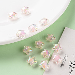 透明なアクリルビーズ  二層ビーズ  ABカラー  多面カット  スター  ピンク  10.5x11x7mm  穴：2mm  約1280個/500g&nbsp;TACR-S152-01B-SS2112