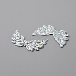 不織布オーナメントアクセサリー  虹色にエンボス加工されたエンジェルウィング  銀  22x35x0.7mm&nbsp;DIY-WH0043-30J