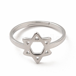 Non-Tarnish 304 Stainless Steel Star of David Adjustable Ring for Women&nbsp;RJEW-B027-13P