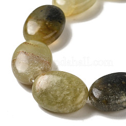 天然岫岩のヒスイのビーズ連売り  フラットオーバル  20x15x7mm  穴：1.4mm  約20個/連  15.75''（40センチメートル）&nbsp;G-B078-F03-02