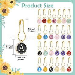 Alloy Enamel Flat Round with Letter A~Z Locking Stitch Marker Sets&nbsp;FIND-CJC0010-113